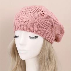 4Pcs Solid Color Oversized Knitted Beret for Women