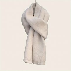 4Pcs Thick Knit Scarf Solid Color