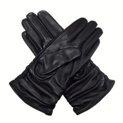 3 Pairs Solid Color Genuine Leather Gloves for Women Hand Washable