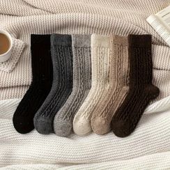 12 Pairs Twist Pattern Thickened Mid Tube Socks 