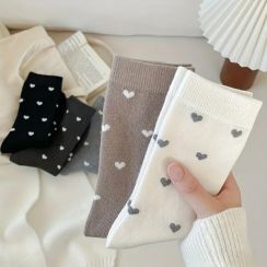 30 Pairs Heart Print Japanese Mid Tube Socks