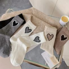 40 Pairs Heart Pattern Ribbed Mid Tube Socks