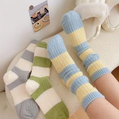 60 Pairs Colorblock Stripe Ribbed Mid Tube Socks