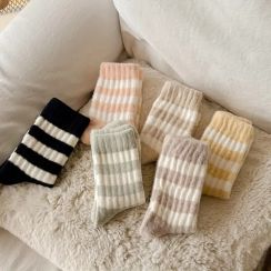 60 Pairs Fluffy Striped Thick Crew Socks