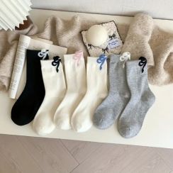 66 Pairs Cozy Women Mid Calf Socks with Bow