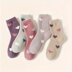 250 Pairs Cozy Fleece Heart Mid Calf Socks